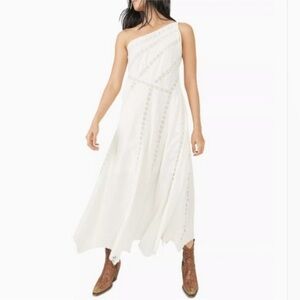Free People Bella Maxi One Shoulder White Textured Dress